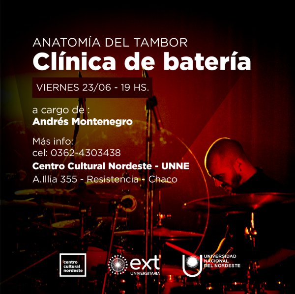 Clínica de Batería “Anatomía del tambor”, por Andrés Montenegro. 