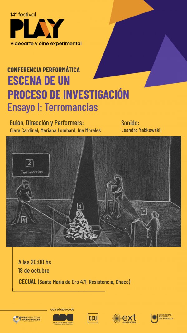 Escena de un proceso de investigación. Ensayo I: Terromancias. // Clara Cardinal; Mariana Lombard; Ina Morales. (CECUAL)