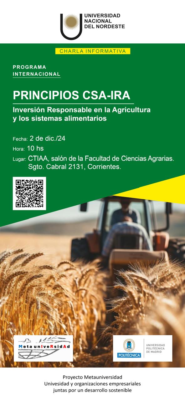 Charla PRINCIPIOS CSA-IRA "Inversión Responsable en la Agricultura y los sistemas alimentarios"