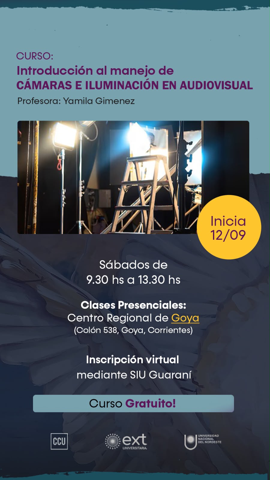 Curso 𝗜𝗻𝘁𝗿𝗼𝗱𝘂𝗰𝗰𝗶ó𝗻 𝗮𝗹 𝗺𝗮𝗻𝗲𝗷𝗼 𝗱𝗲 𝗰á𝗺𝗮𝗿𝗮𝘀 𝗲 𝗶𝗹𝘂𝗺𝗶𝗻𝗮𝗰𝗶ó𝗻 𝗲𝗻 𝗮𝘂𝗱𝗶𝗼𝘃𝗶𝘀𝘂𝗮𝗹 con Yamila Giménez.