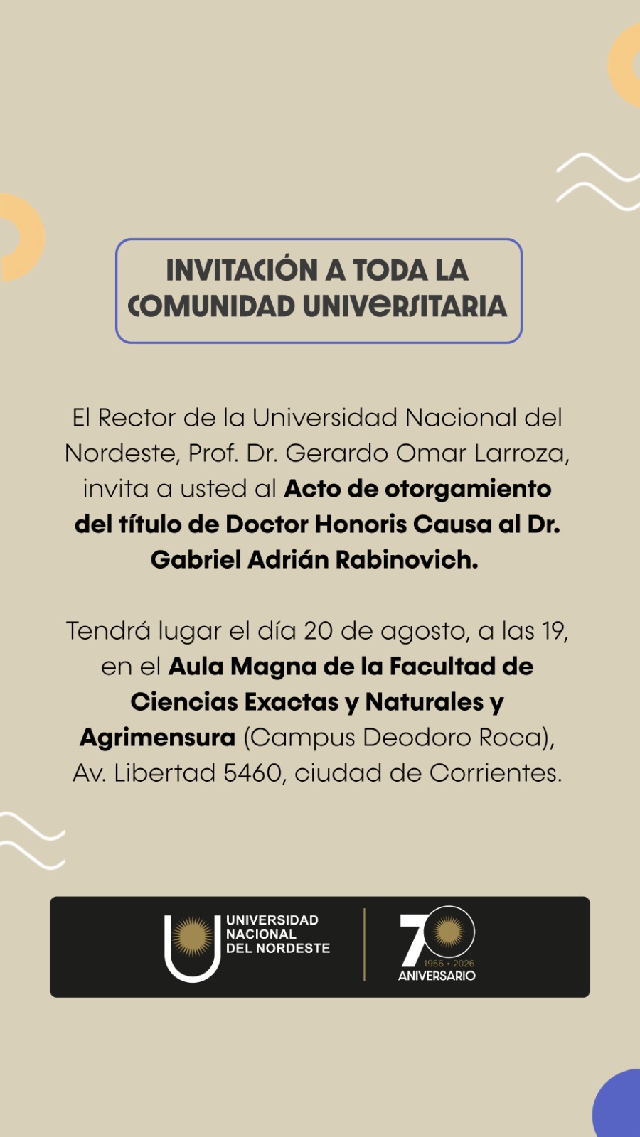 Acto de otorgamiento del título de Doctor Honoris Causa al Dr. Gabriel Adrián Rabinovich