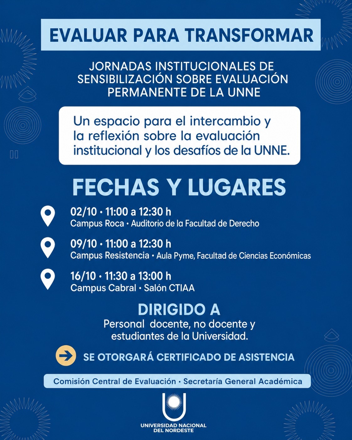 Jornadas Institucionales de Sensibilización sobre Evaluación Institucional Permanente de la UNNE