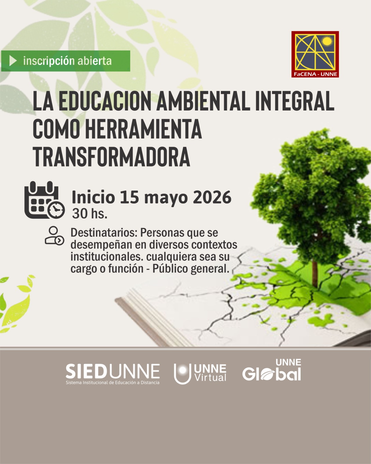 Nuevo curso en UNNE Global: La Educación Ambiental Integral como herramienta transformadora