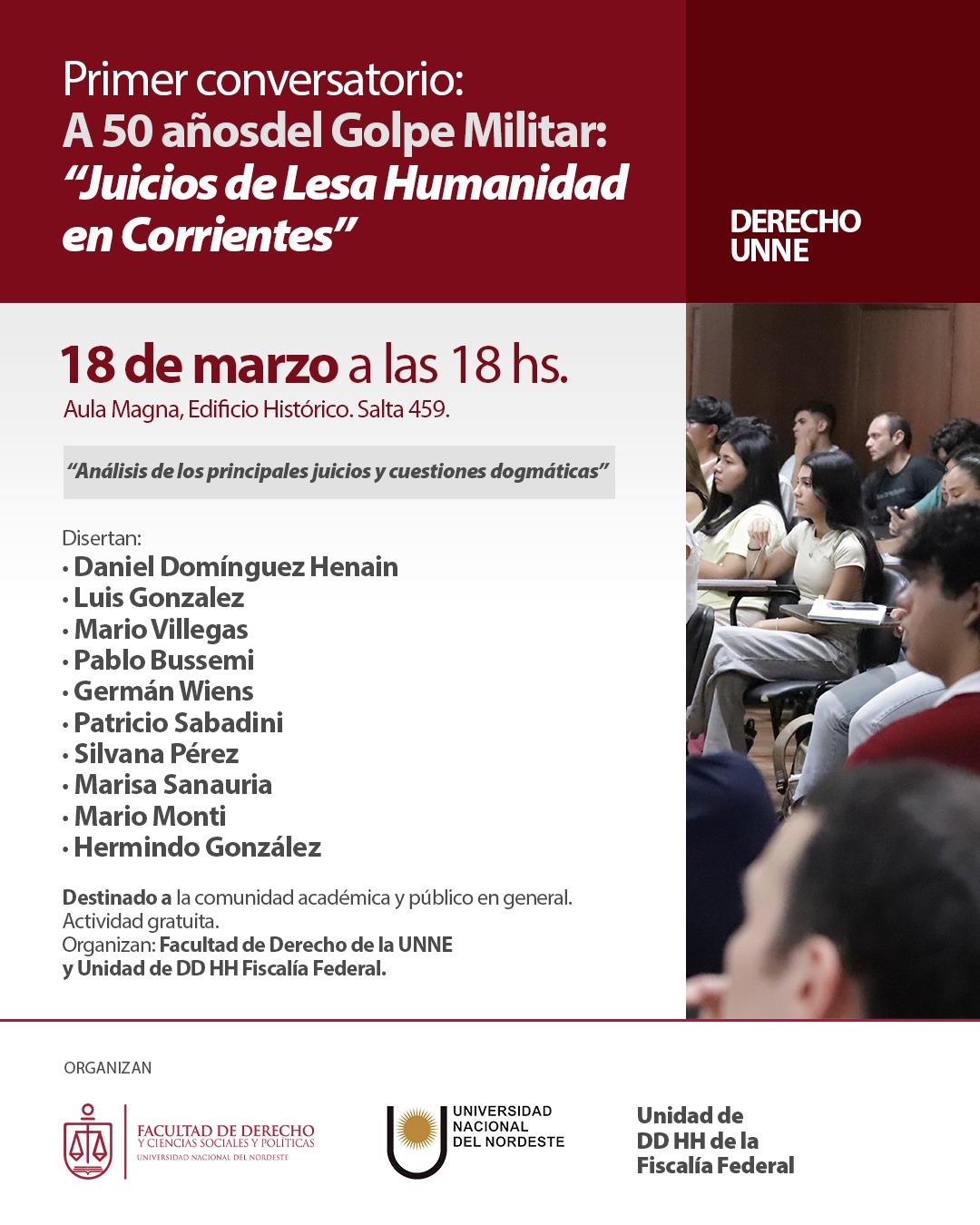 Primer conversatorio sobre los Juicios de Lesa Humanidad en Corrientes a 50 años del Golpe