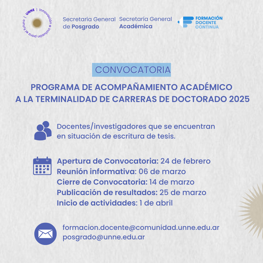 Inicio de Actividades del Programa de Acompañamiento Académico a la terminalidad de Carreras de Doctorado