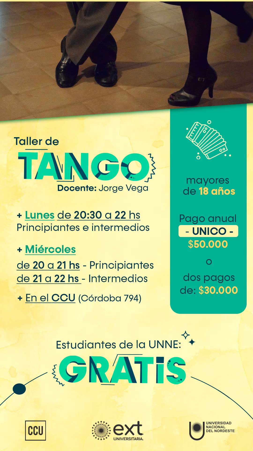 Taller de tango a cargo de Jorge Vega