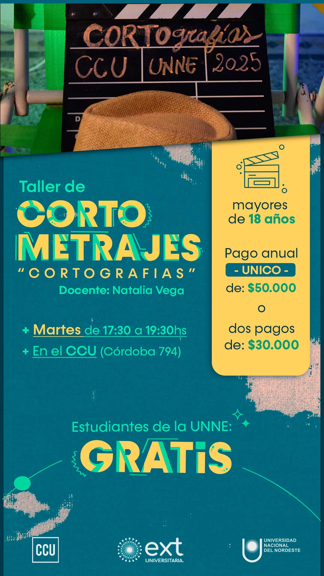 Taller de Cortometrajes “Cortografias” a cargo de Natalia Vega