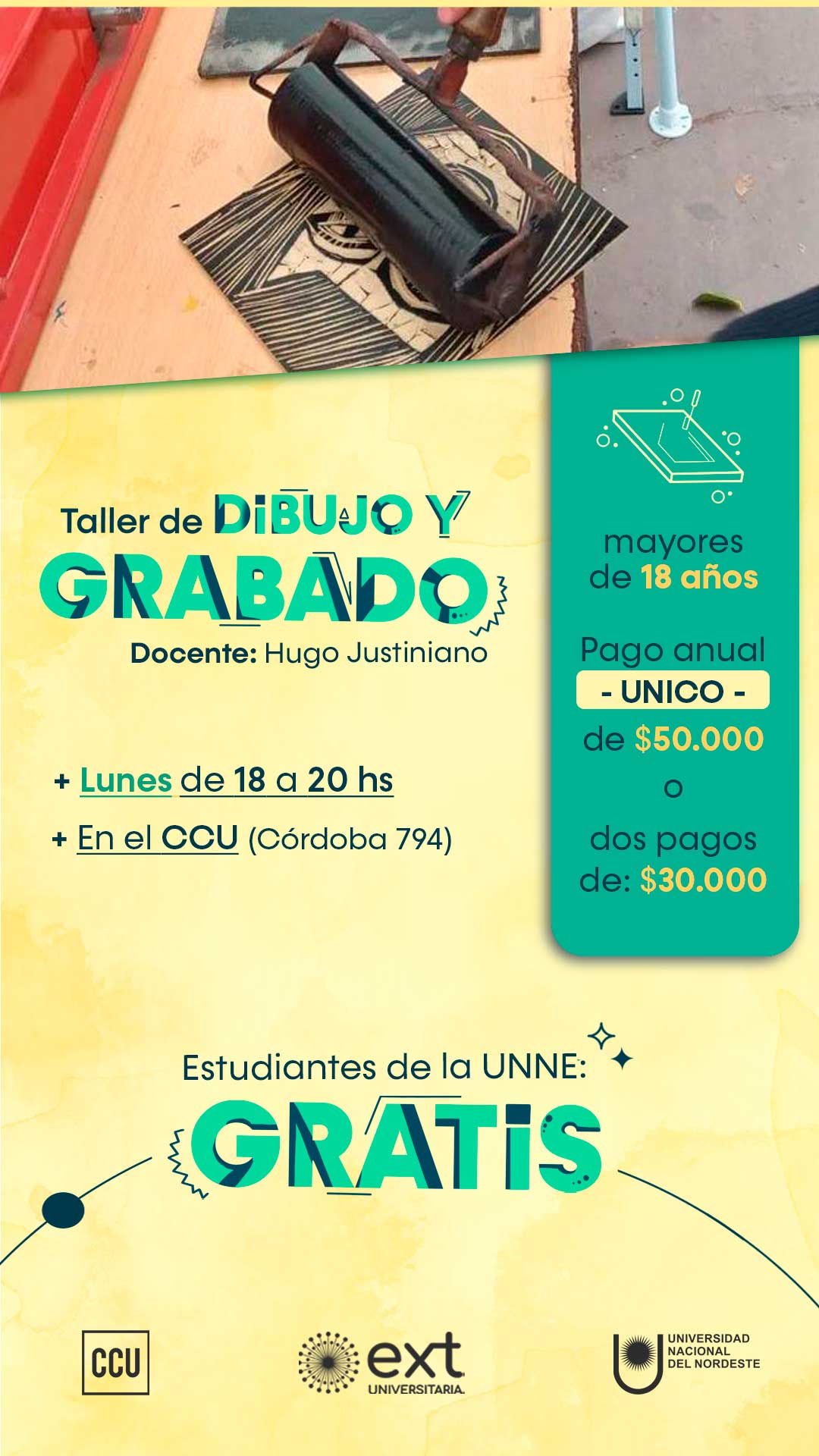 Taller de dibujo y grabado a cargo de Hugo Justiniano