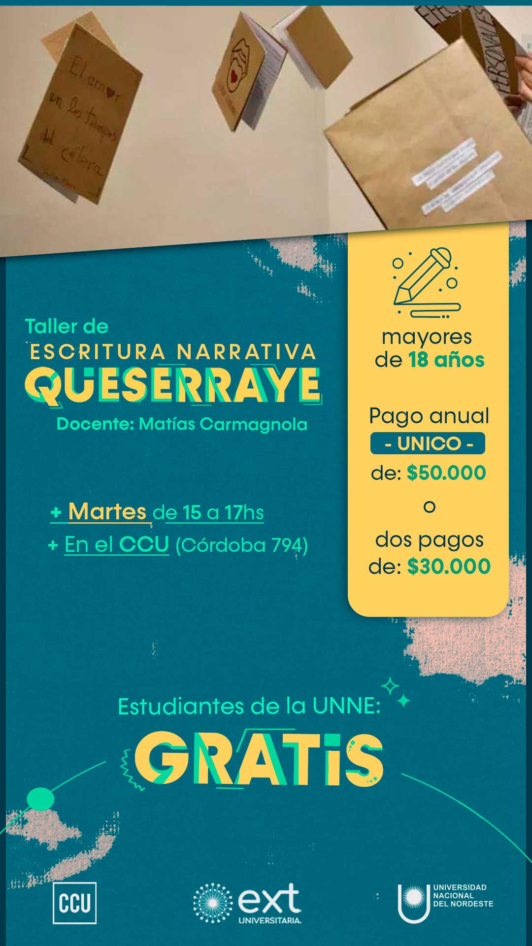 Taller de escritura narrativa Queserraye a cargo de Matias Carmagnola